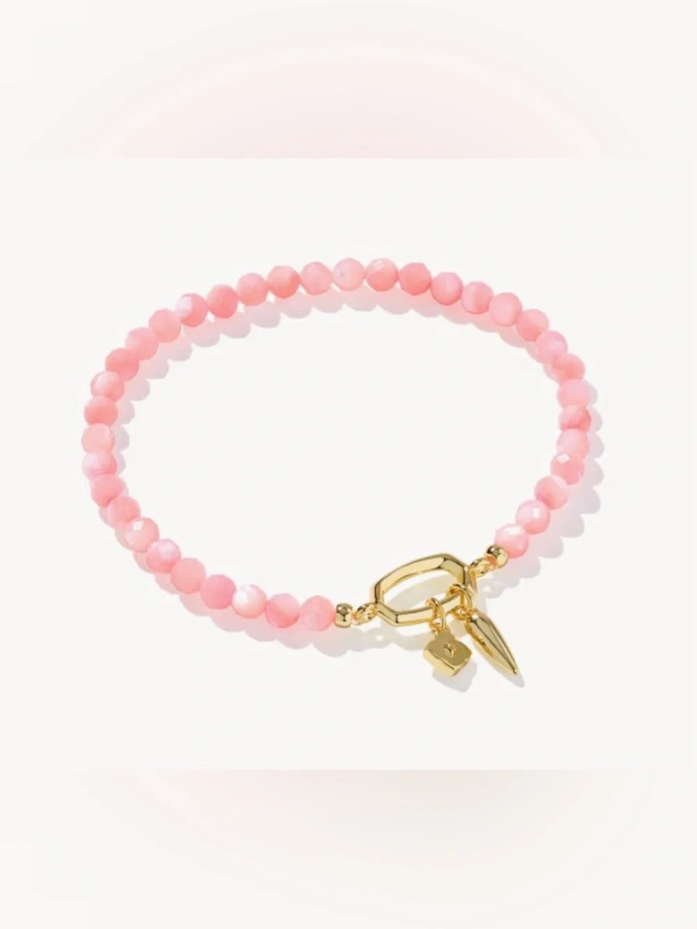 🌸 KENDRA SCOTT Pink Chalcedony Sylvia Gold Stretch Bracelet